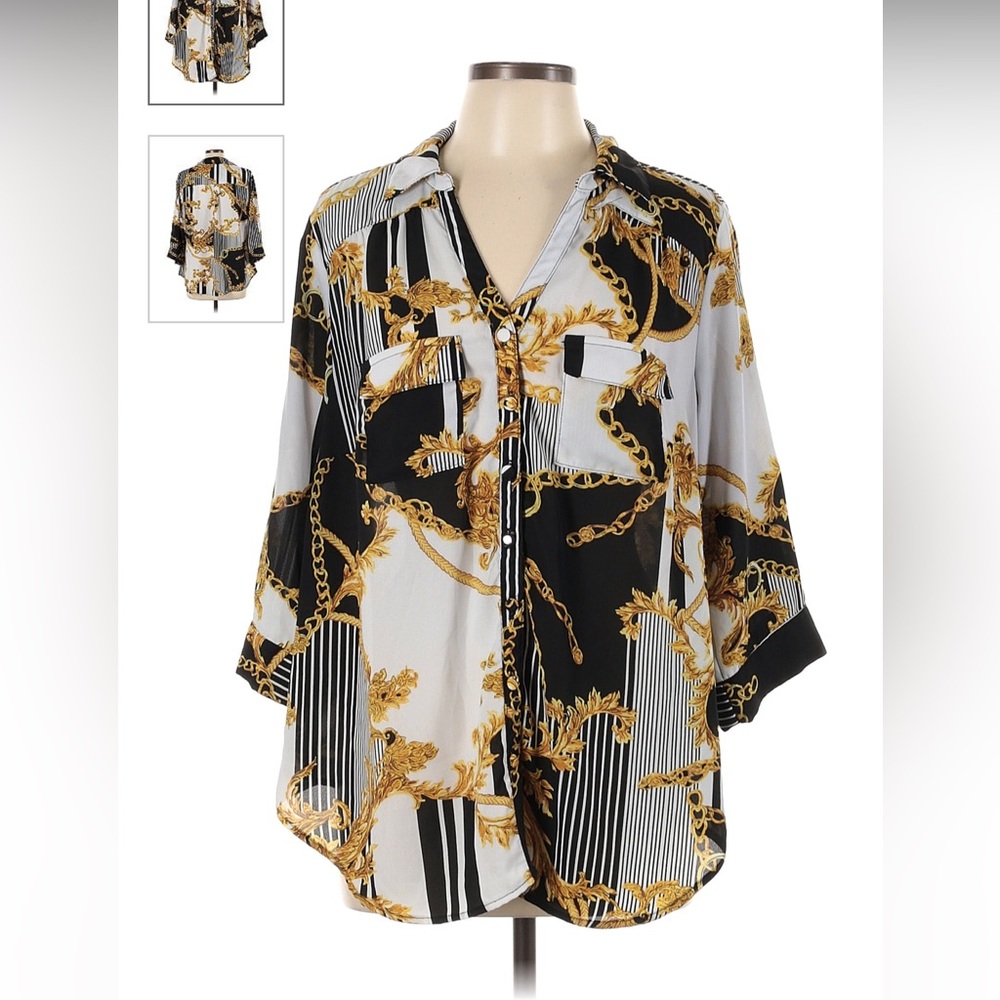 Torrid - Georgette Button-Down Chain Stripe Pullo… - image 7